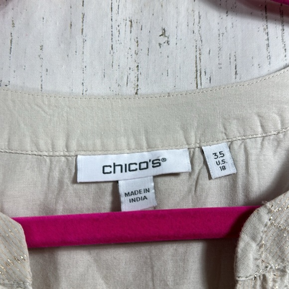 Chicos Jacquard Tiered V Neck Pockets Stretch Soft Lightweight Knee Length Dress - Picture 7 of 16